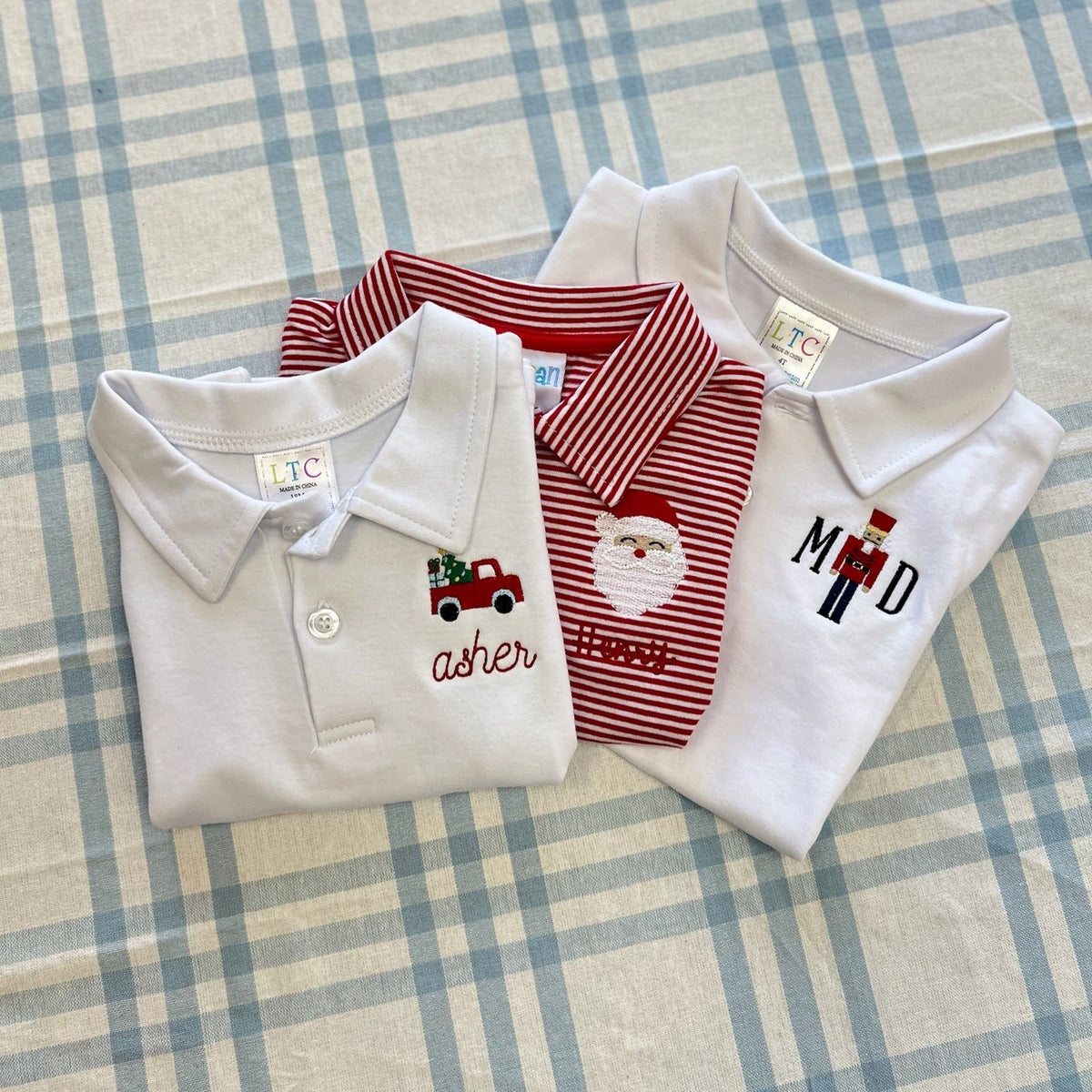 Christmas Striped Short Sleeve Romper & Polo