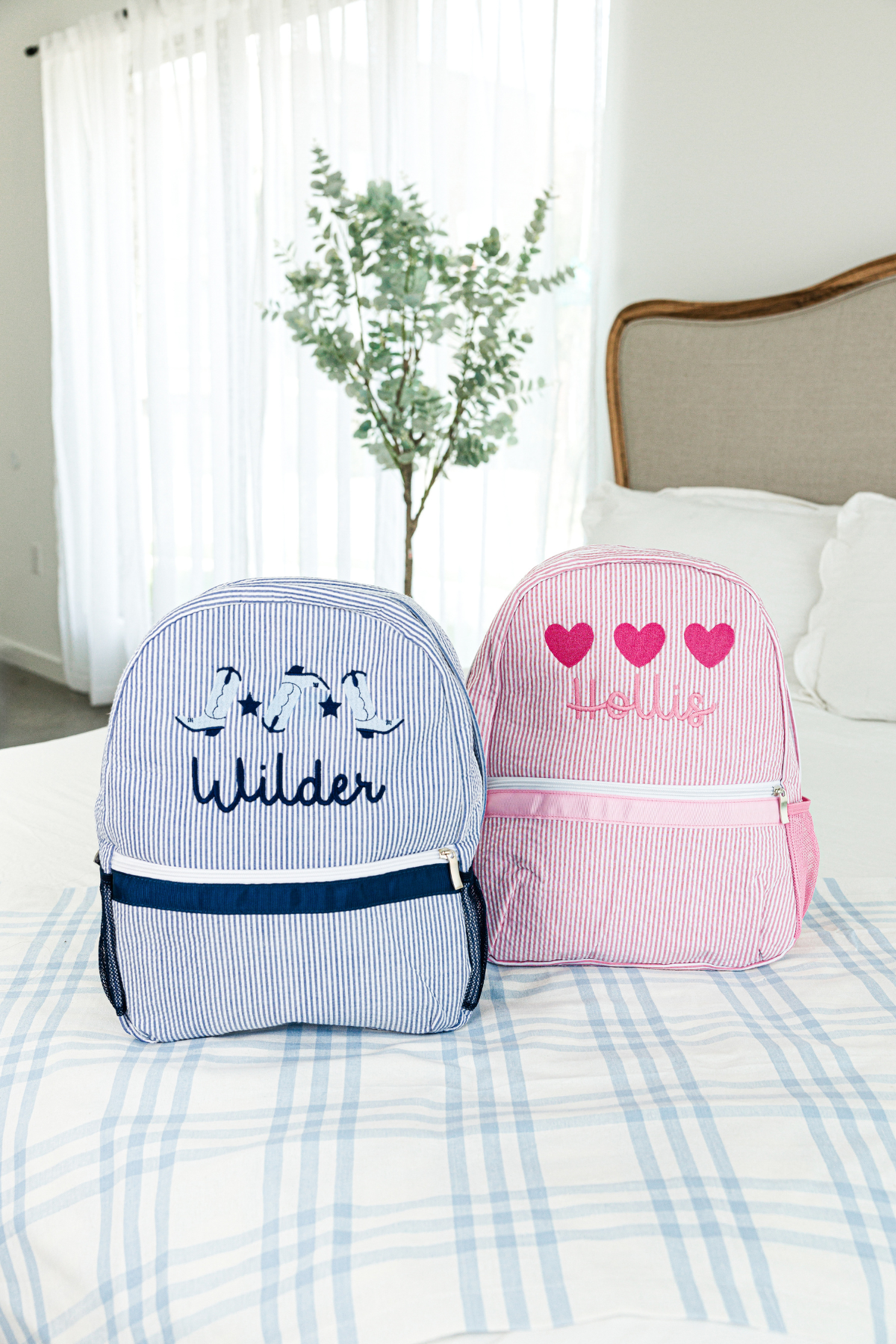 Seersucker Backpack with Motif