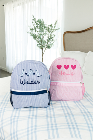 Seersucker Backpack with Motif
