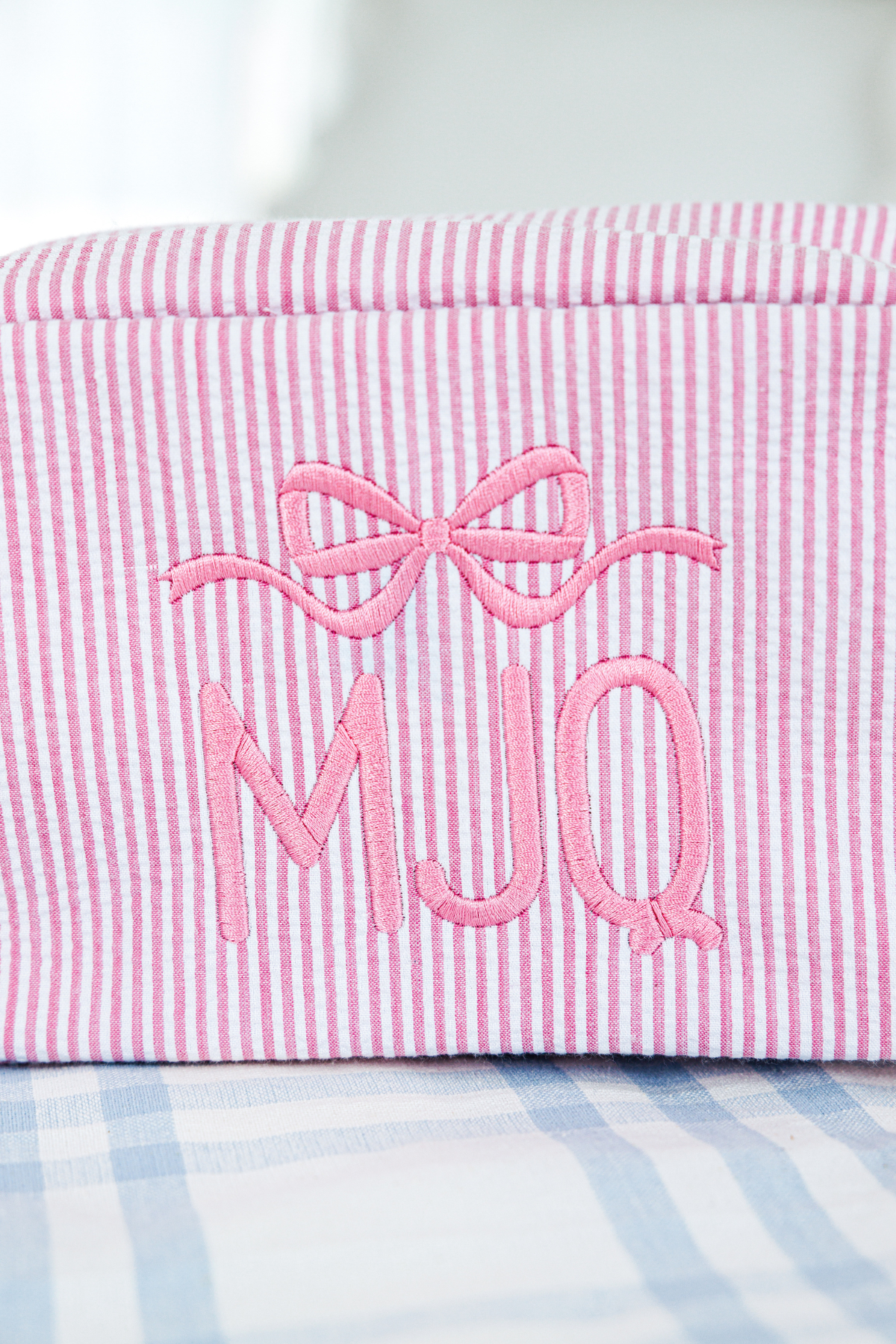 Seersucker Pouch with Motif