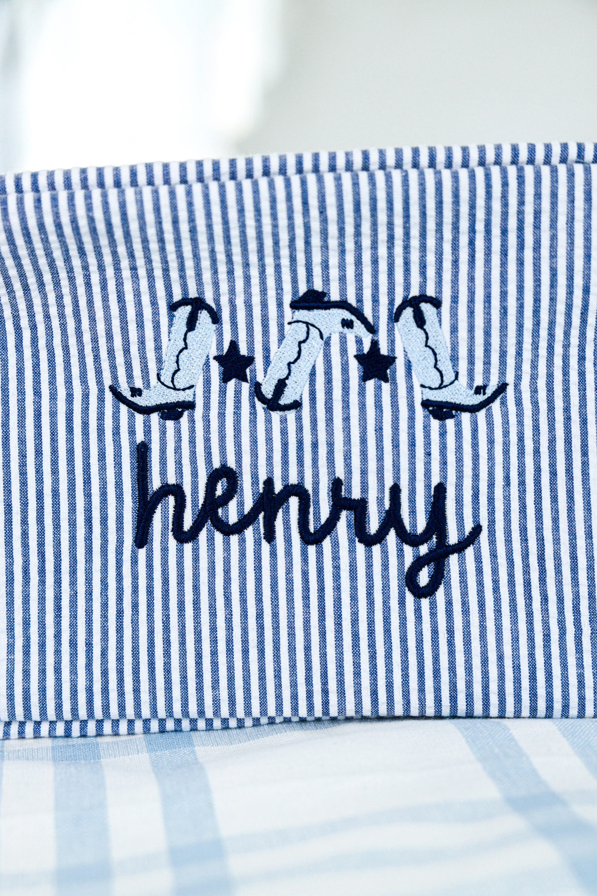 Seersucker Pouch with Motif