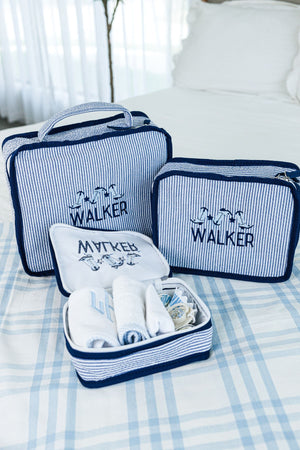 Seersucker Packing Cube Set with Motif