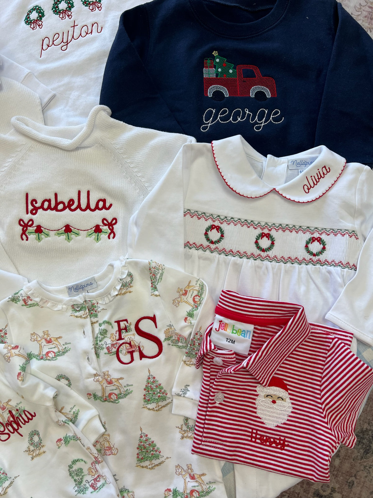 Long Sleeve Smocked Romper with Wreaths