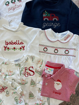 Long Sleeve Smocked Romper with Wreaths