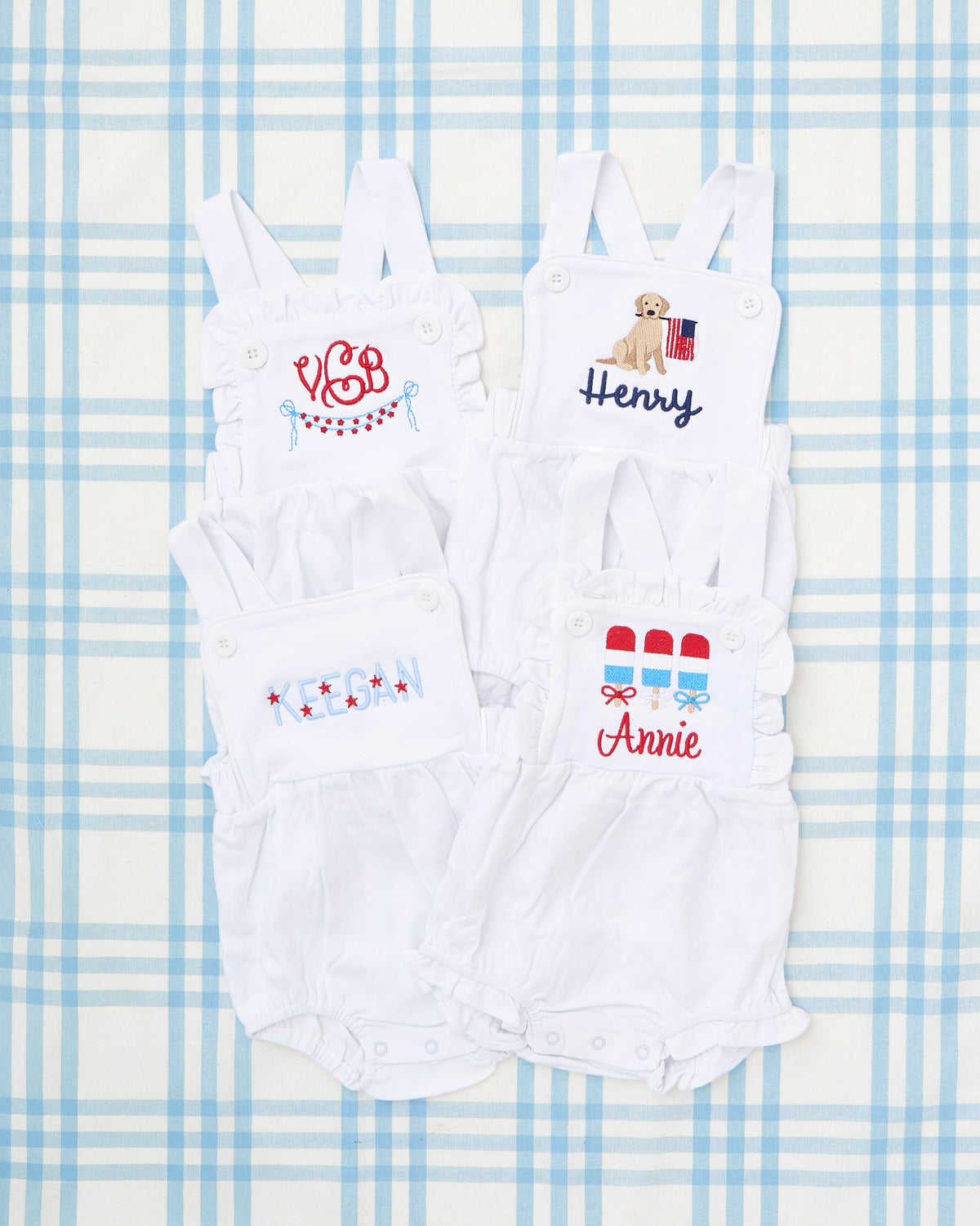 Cotton Sunsuit with Patriotic Motif