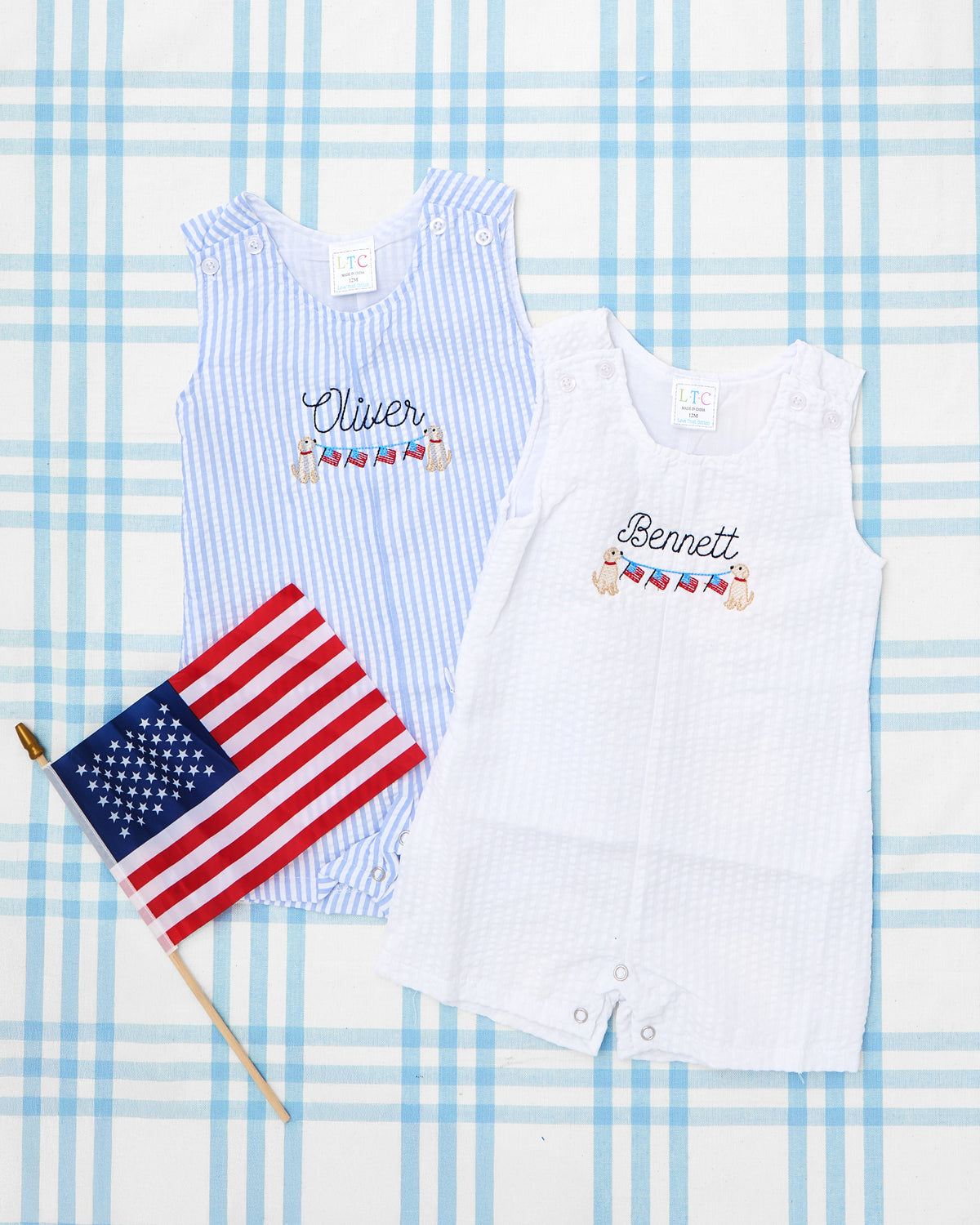 Seersucker Jon Jon with Patriotic Motif