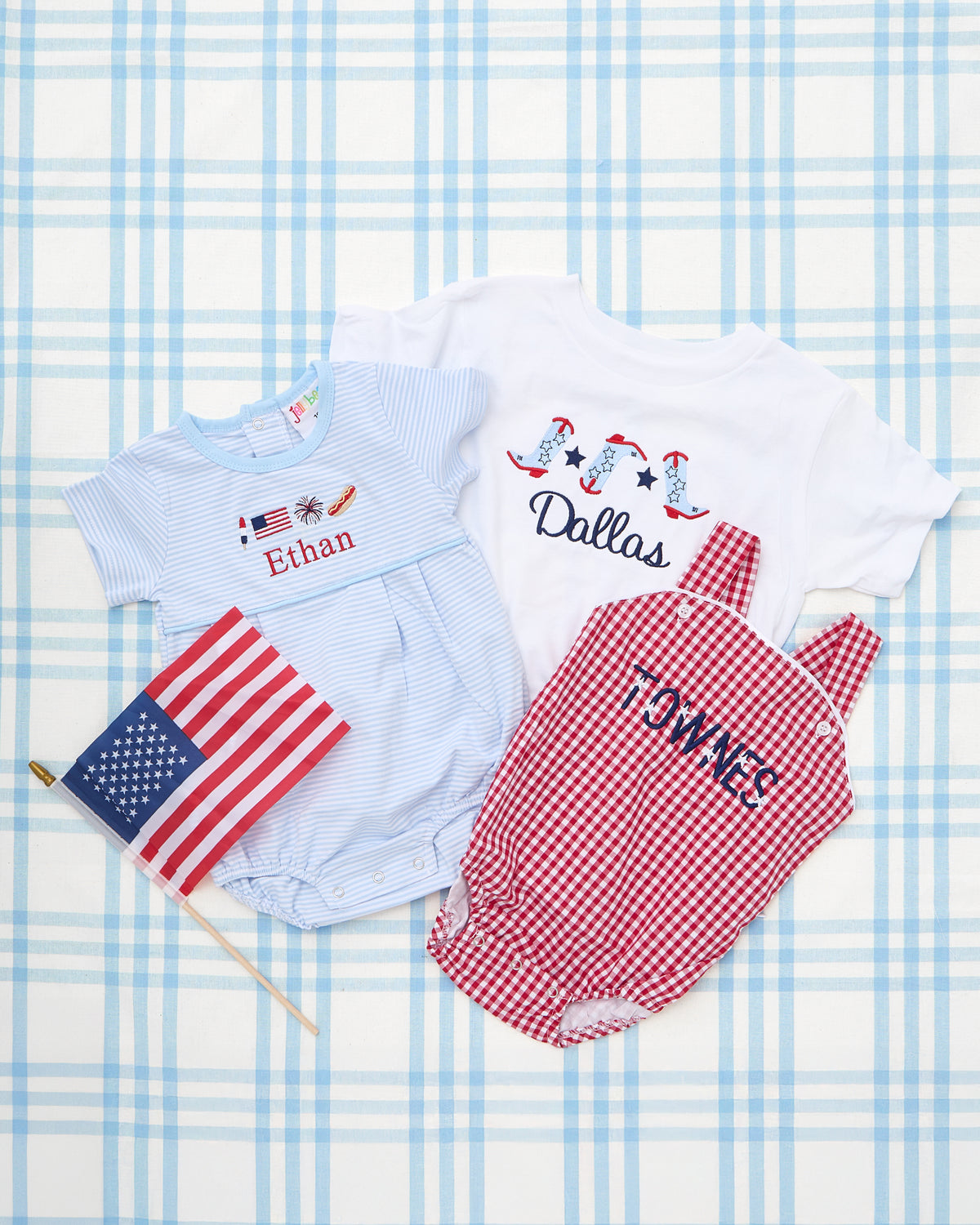 Short Sleeve Striped Bubble with Patriotic Motif