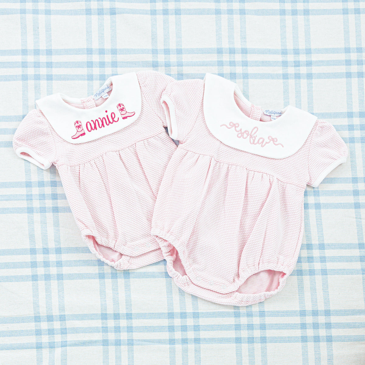 Short Sleeve Bubble Onesie with Motif Bib