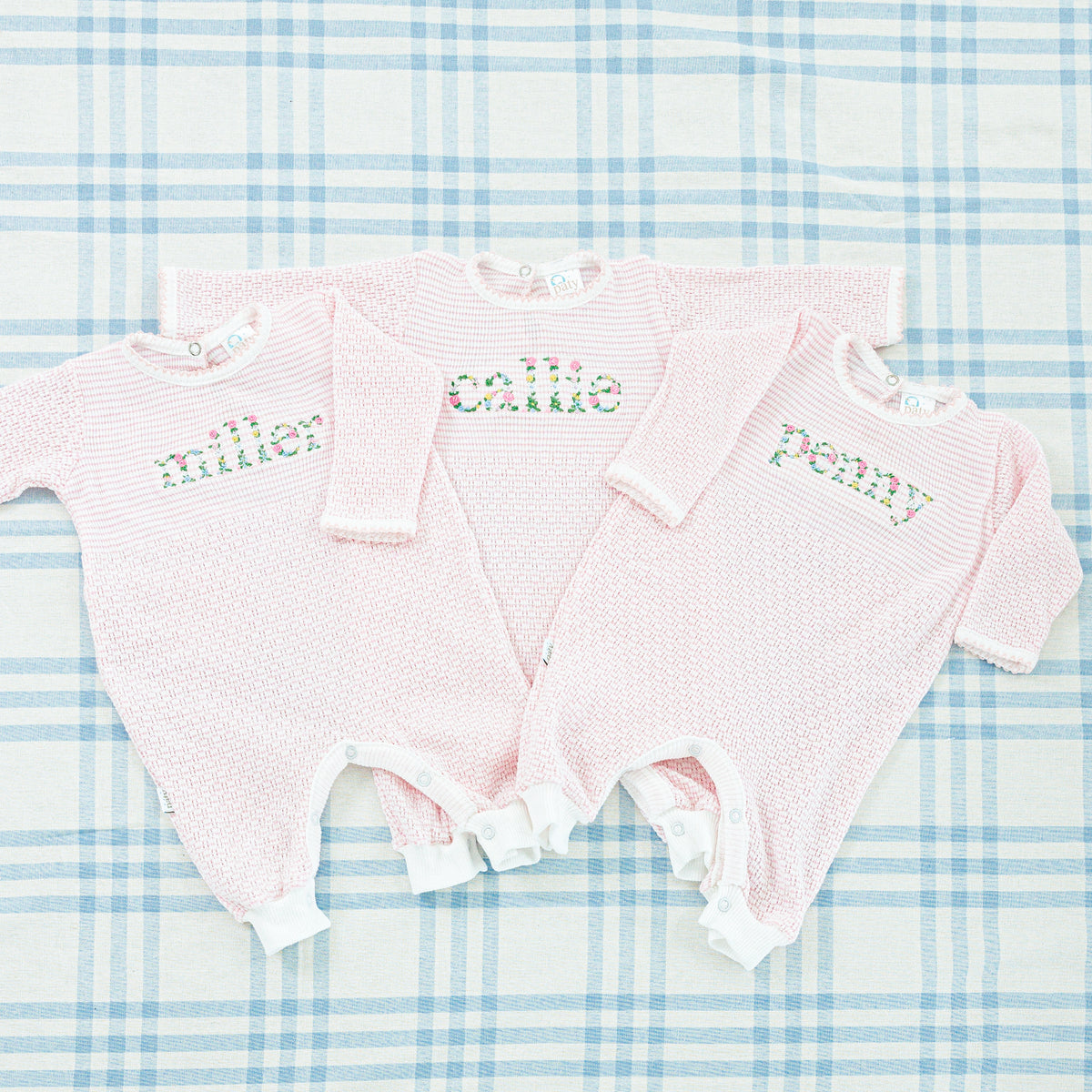 Floral Name Long Sleeve Knit Romper