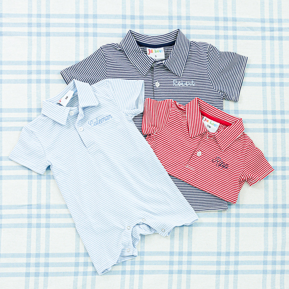 Striped Short Sleeve Romper & Polo