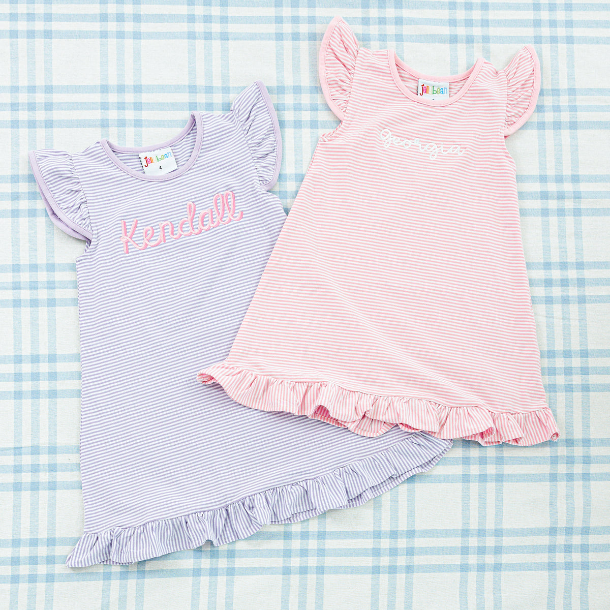 Custom Name Flutter Sleeve Striped Bubble & Dress