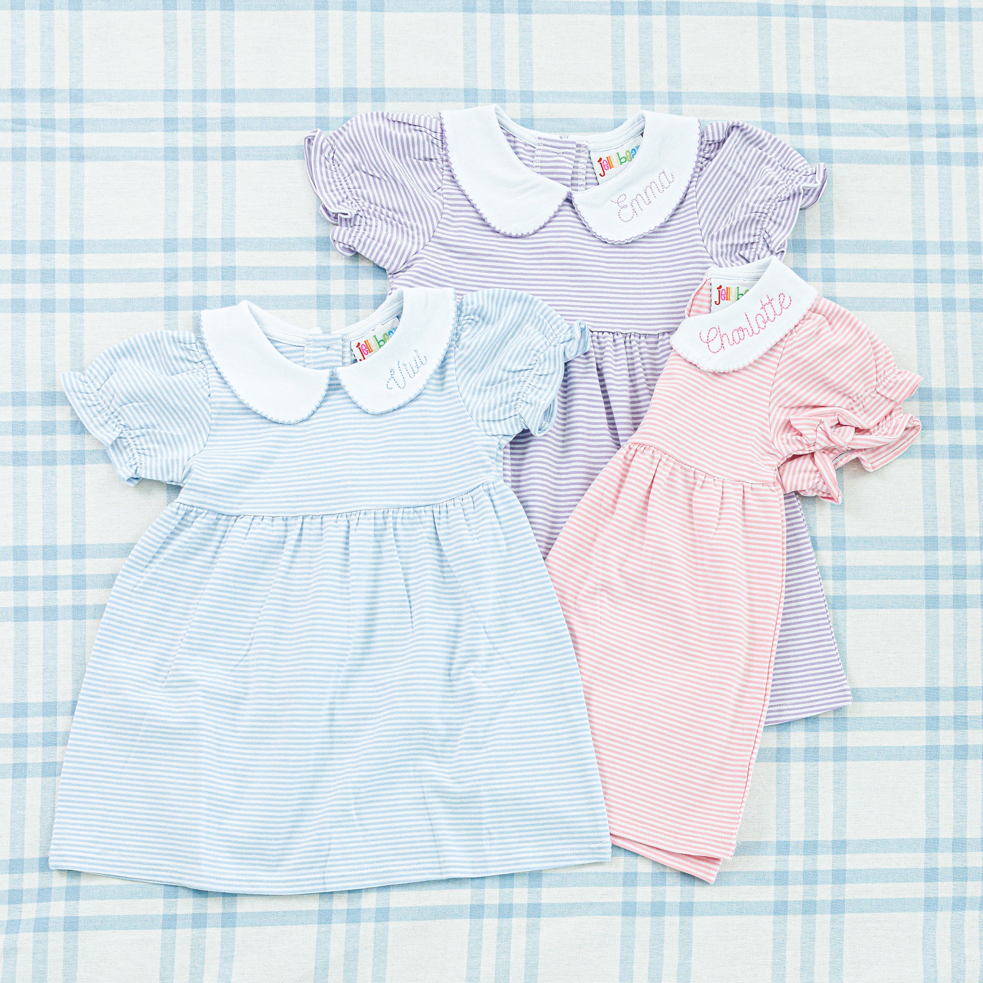 Peter Pan Collar Striped Bubble & Dress - Rainey Laine Peter Pan Collar Striped Bubble & Dress - Rainey Laine