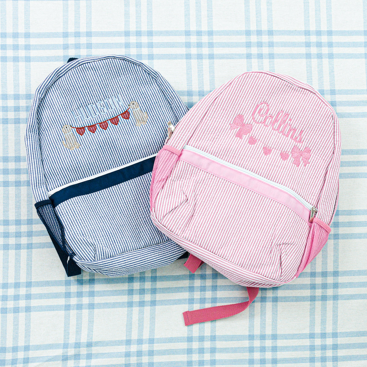 Seersucker Backpack with Motif