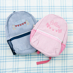 Seersucker Backpack with Motif