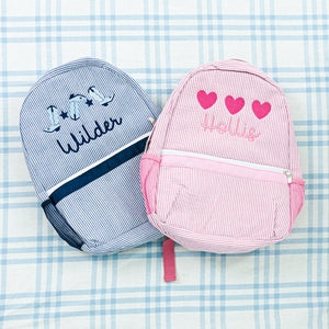 Seersucker Backpack with Motif