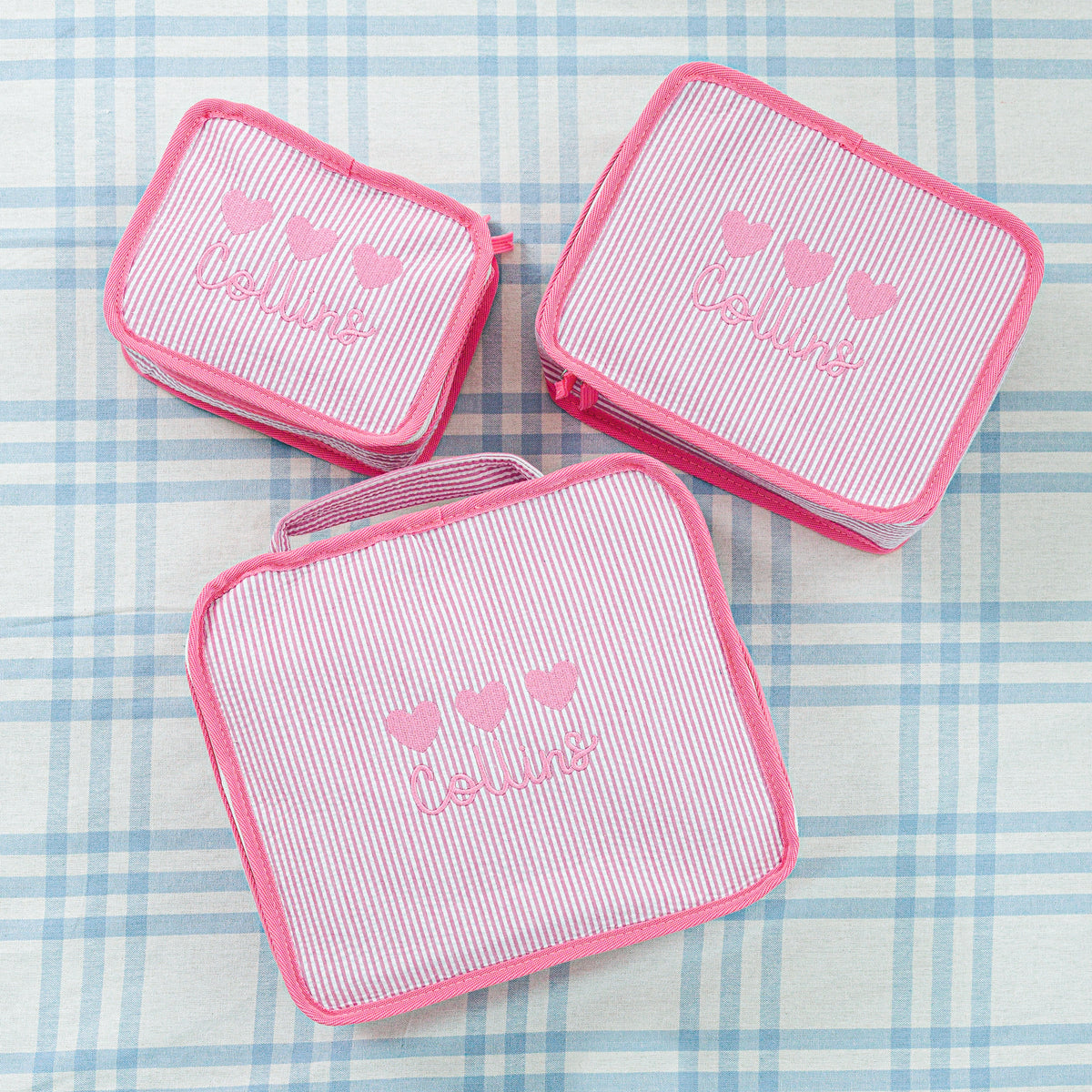 Seersucker Packing Cube Set with Motif