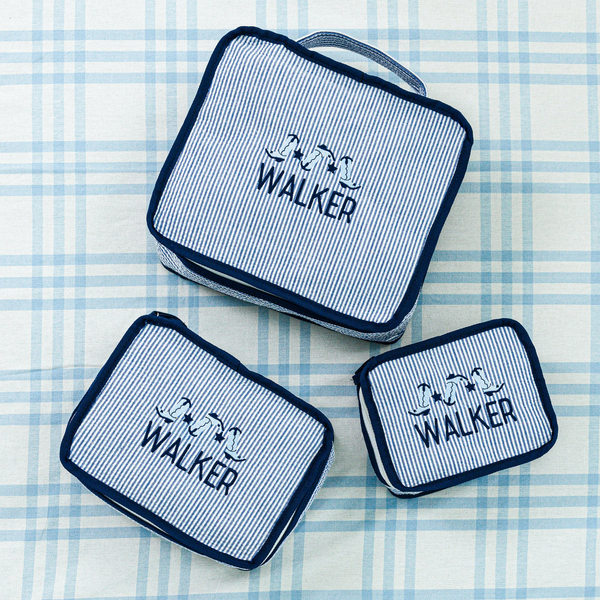 Seersucker Packing Cube Set with Motif