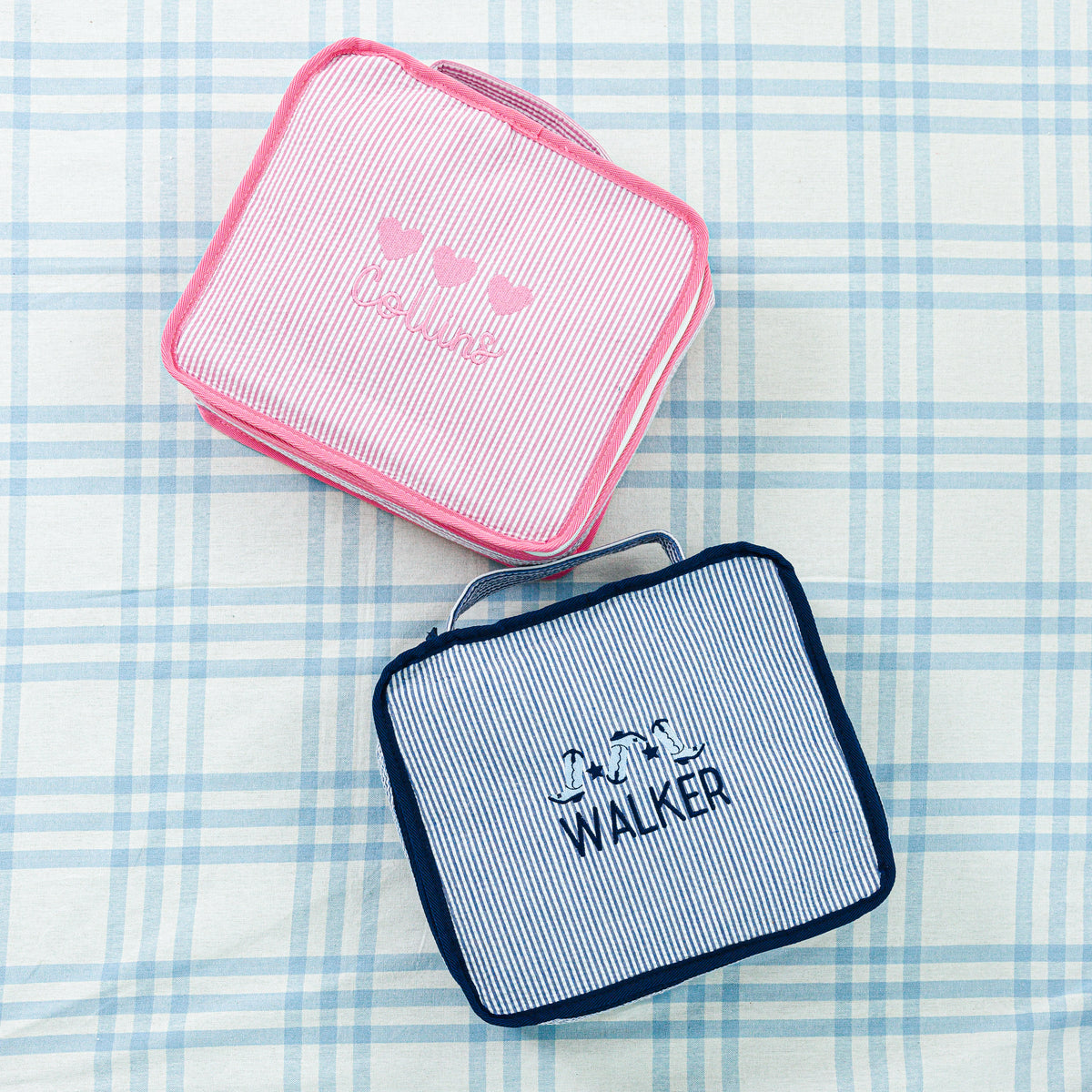Seersucker Packing Cube Set with Motif