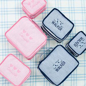 Seersucker Packing Cube Set with Motif