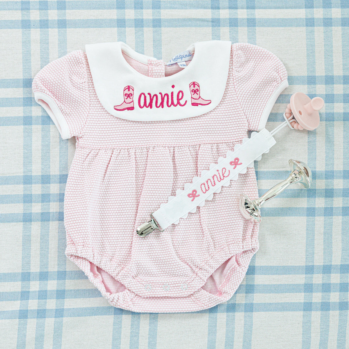 Short Sleeve Bubble Onesie with Motif Bib