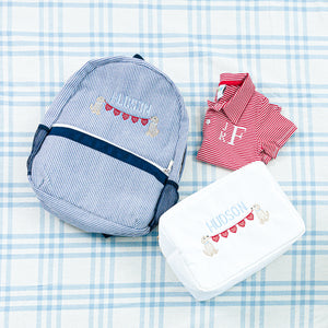 Seersucker Backpack with Motif