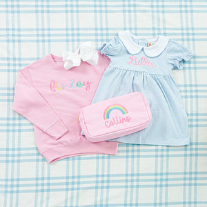Custom Name Peter Pan Collar Striped Bubble & Dress