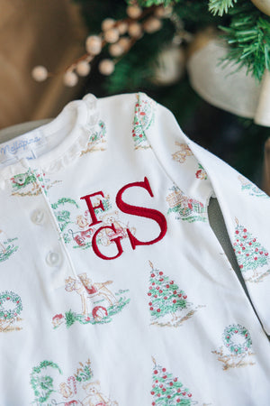 Long Sleeve Christmas Toile Pajamas