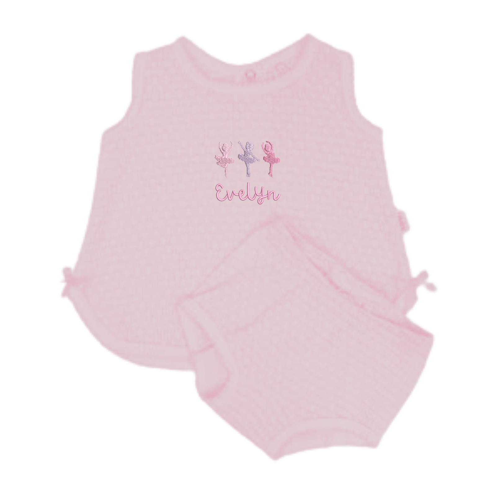 Sleeveless Knit Diaper Cover Set with Motif