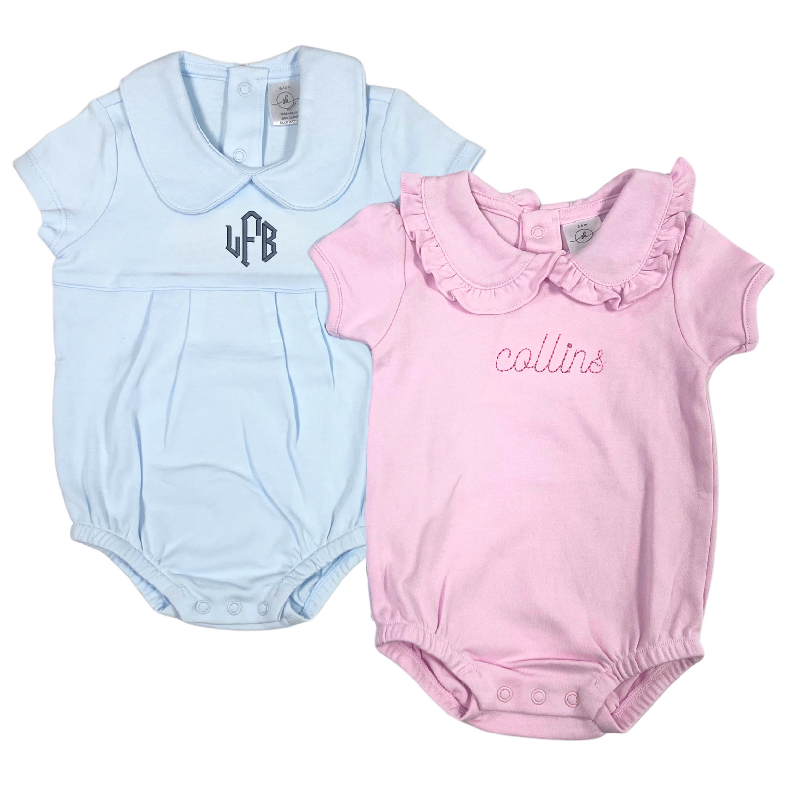 Custom Name Short Sleeve Peter Pan Collar Bubble