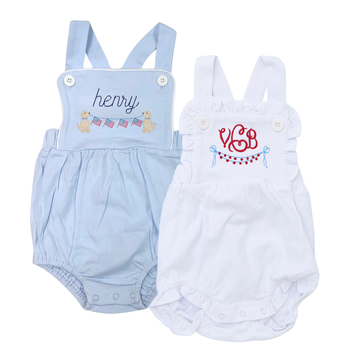 Cotton Sunsuit with Patriotic Motif
