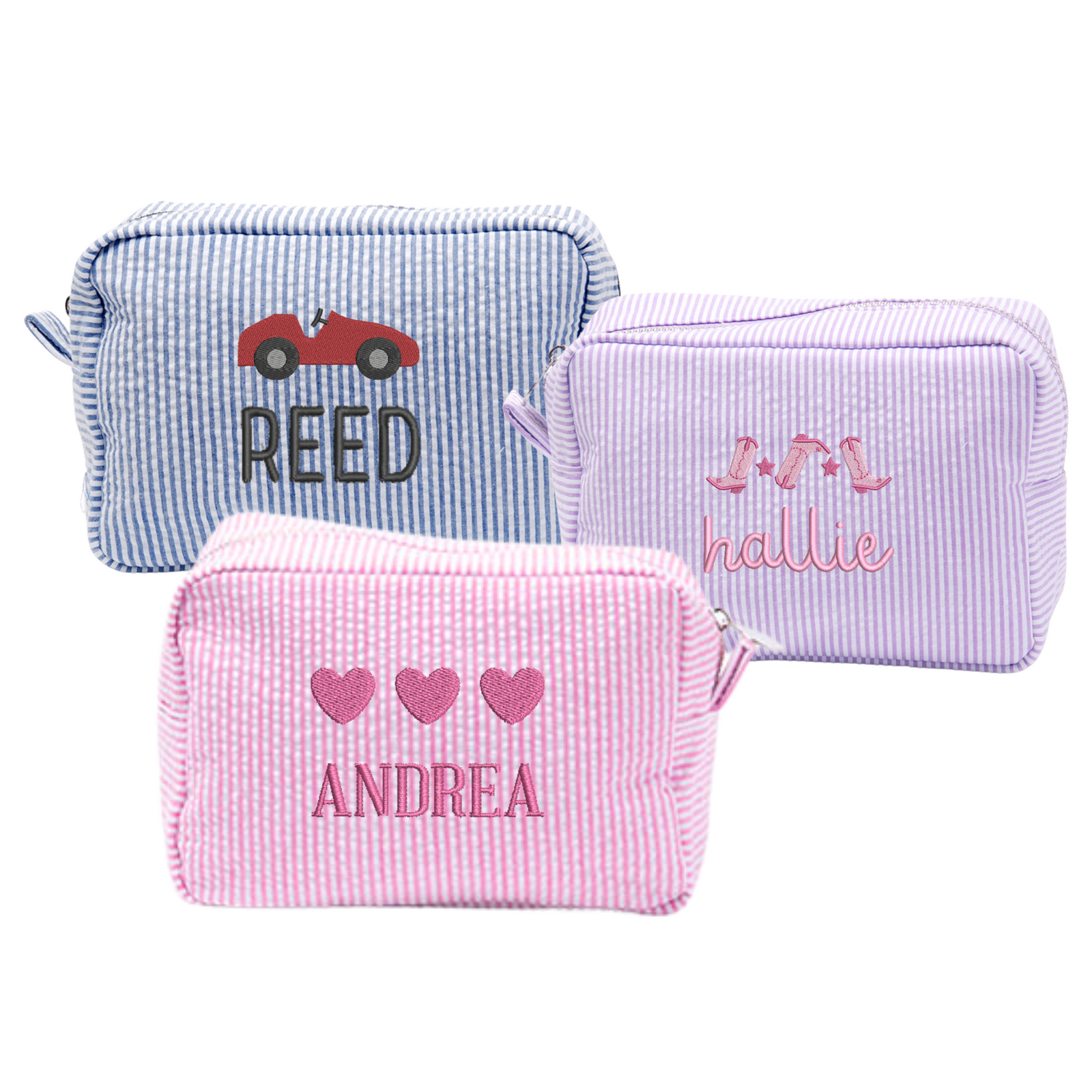 Seersucker Pouch with Motif