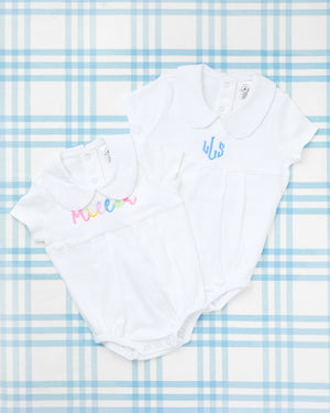 Custom Name Short Sleeve Peter Pan Collar Bubble