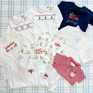 Christmas Striped Short Sleeve Romper & Polo